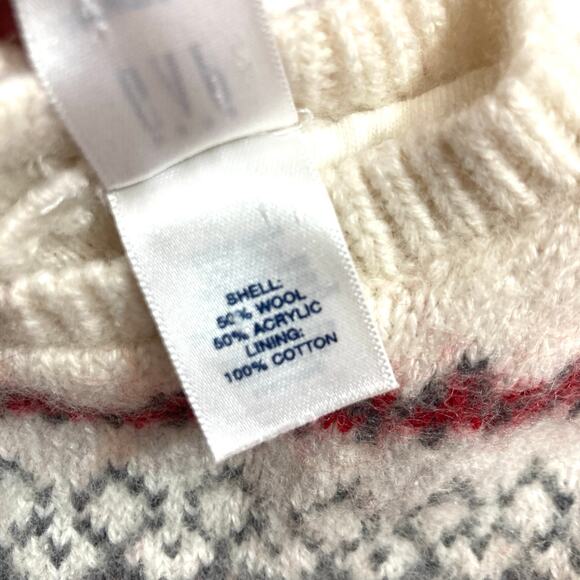 Gap Baby Newborn White Red Fair Isle Wool Button Cozy Winter One Piece Outfit - Picture 8 of 9